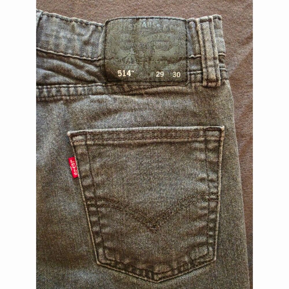 Levi's 514 Jeans Mens 29x30 Gray Denim Straight Fit Faded